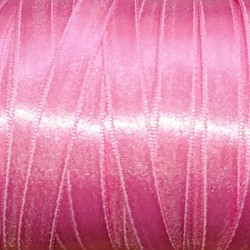 Ruban double face SATIN rose et lisière or - 10 mm - vendu au